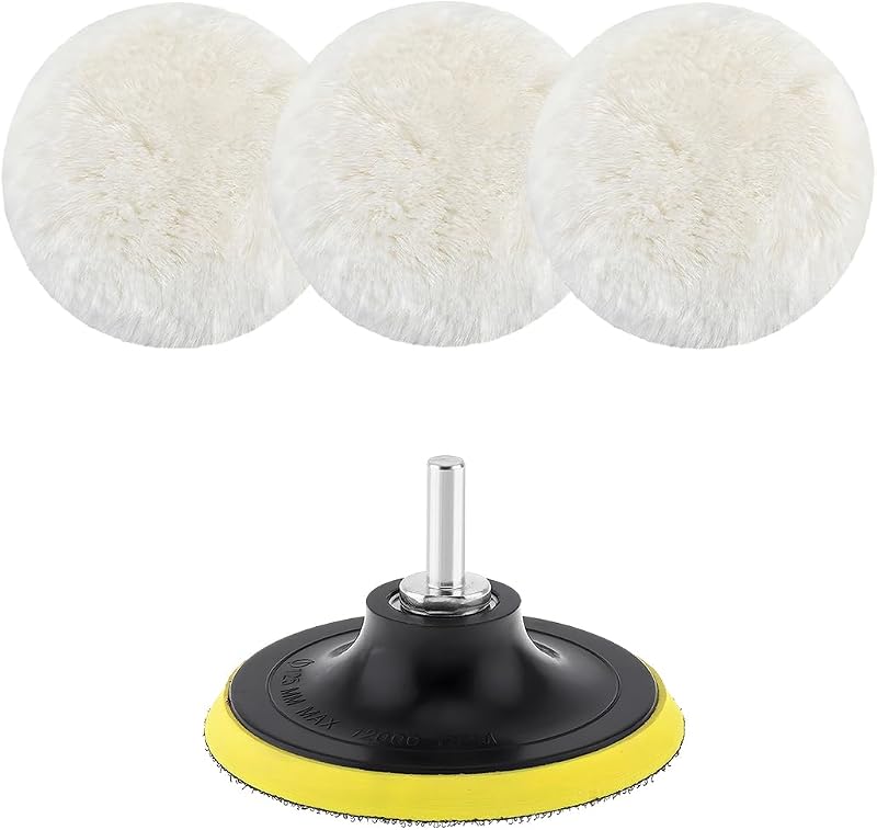 Almohadilla pulido lana 3pulg adaptador M10 taladro