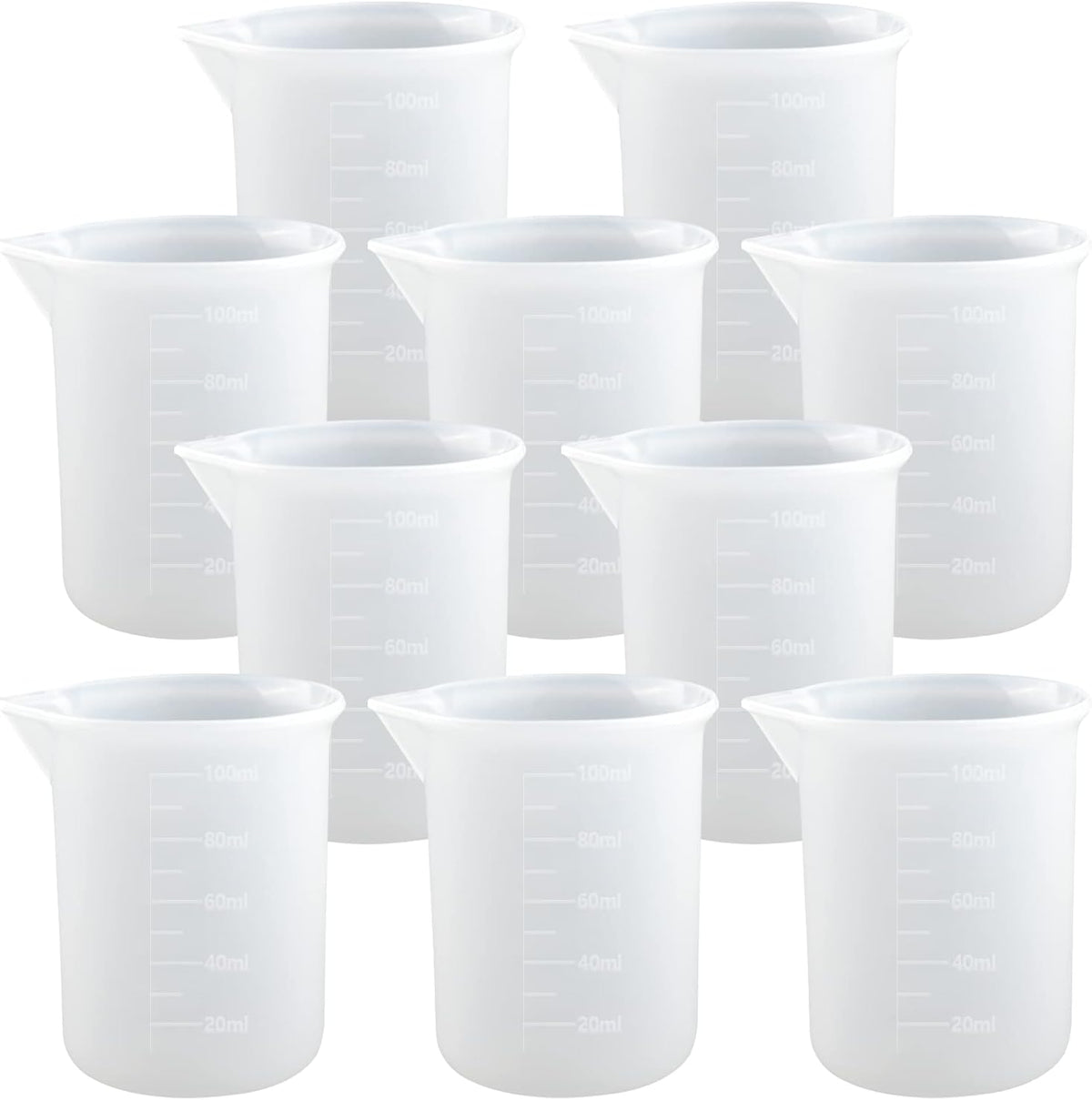 10 Tazas Medidoras Silicón 3.4oz Antiadherentes
