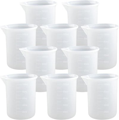 10 Tazas Medidoras Silicón 3.4oz Antiadherentes