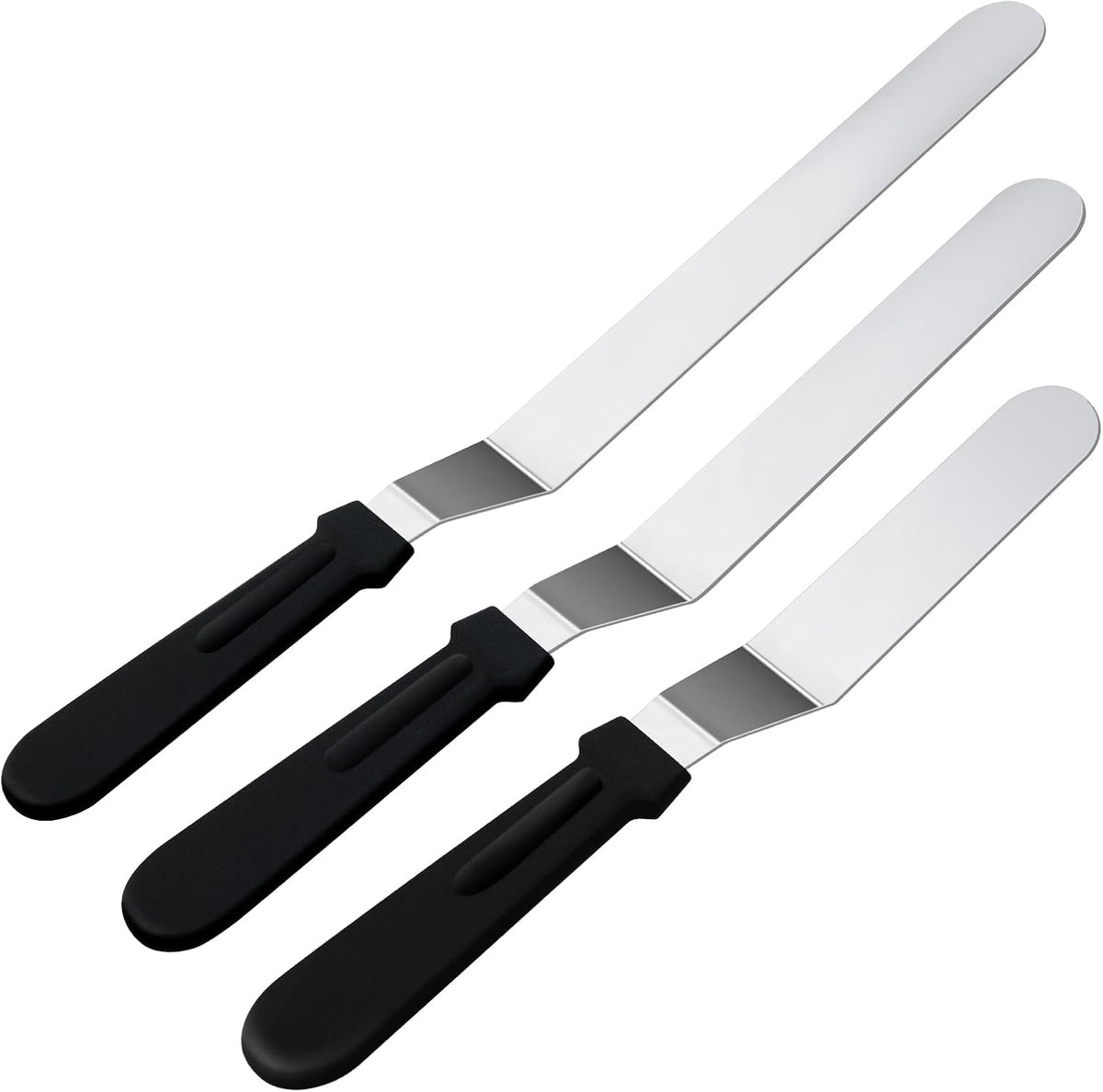 3 Espátulas Acero Inox 6-10pulg Compensadas para Pasteles