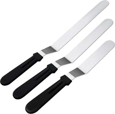 3 Espátulas Acero Inox 6-10pulg Compensadas para Pasteles