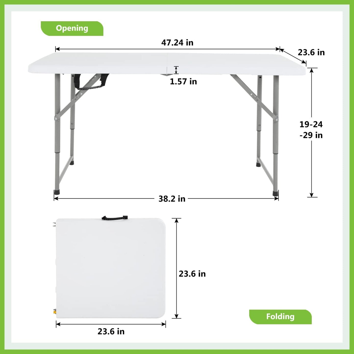 Mesa plegable plástico para camping oficina con asa blanco