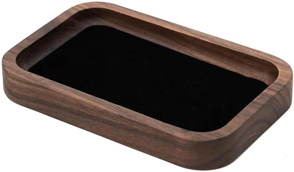 Bandeja madera para joyas y baratijas con terciopelo