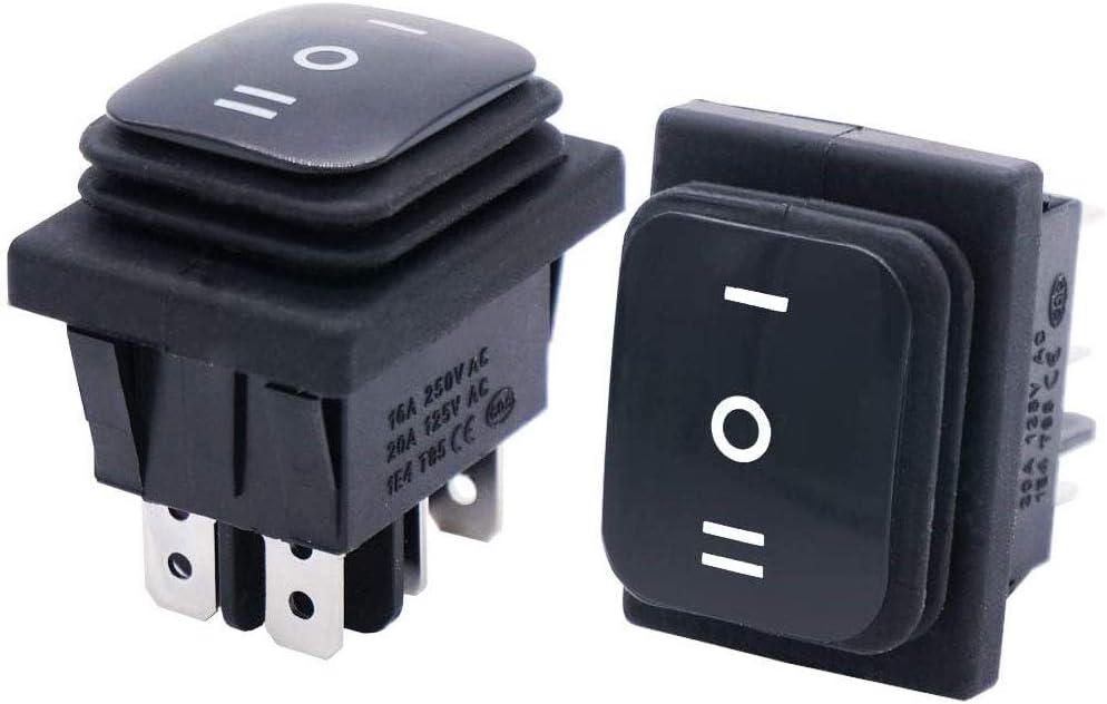 2 Pzas Interruptor Palanca Impermeable 16A 250V 3 Posiciones Negro