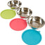 Set 6 Pzas Cuencos Acero Inox Tapas Silicón Viaje Mascotas