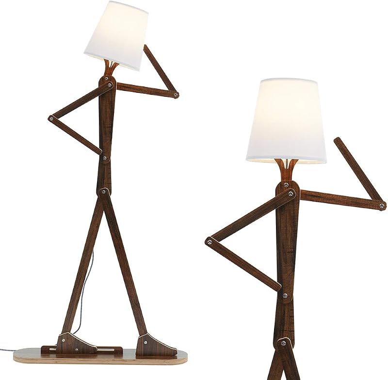 Lámpara pie madera brazo oscilante luces lectura niños