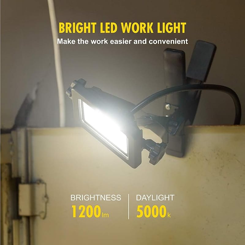 Luz trabajo LED portátil 1200 lúmenes con abrazadera 120V