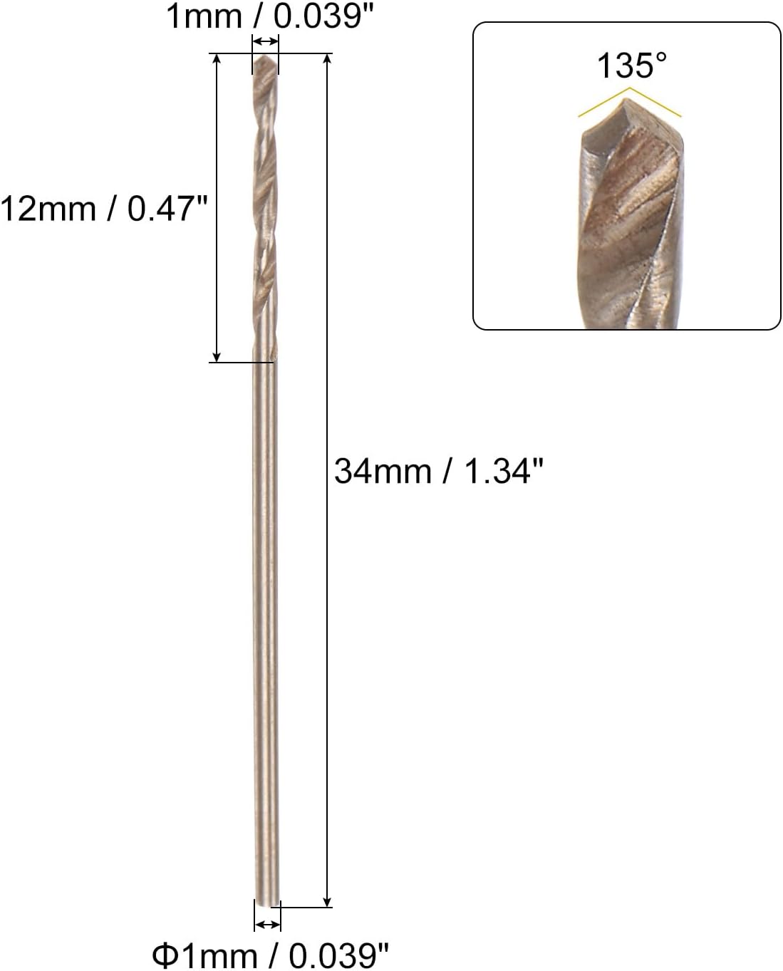 Brocas HSS M2 nitruro 1mm acero inox