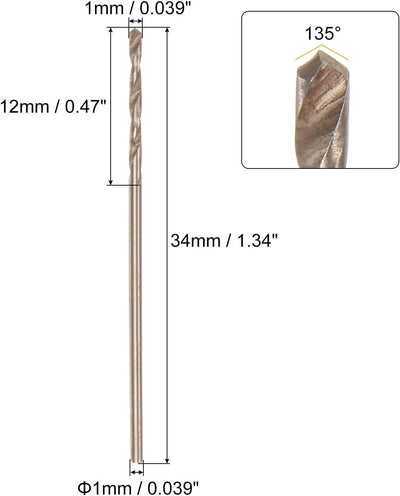 Brocas HSS M2 nitruro 1mm acero inox