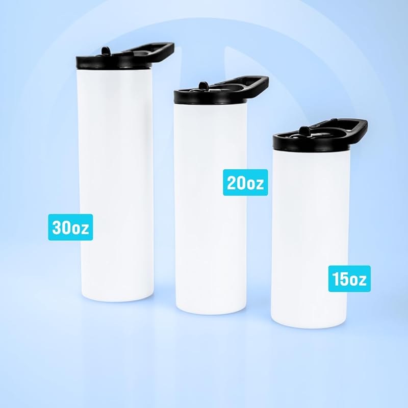 Vaso sublimación 30oz 25uds blanco con tapa y popote