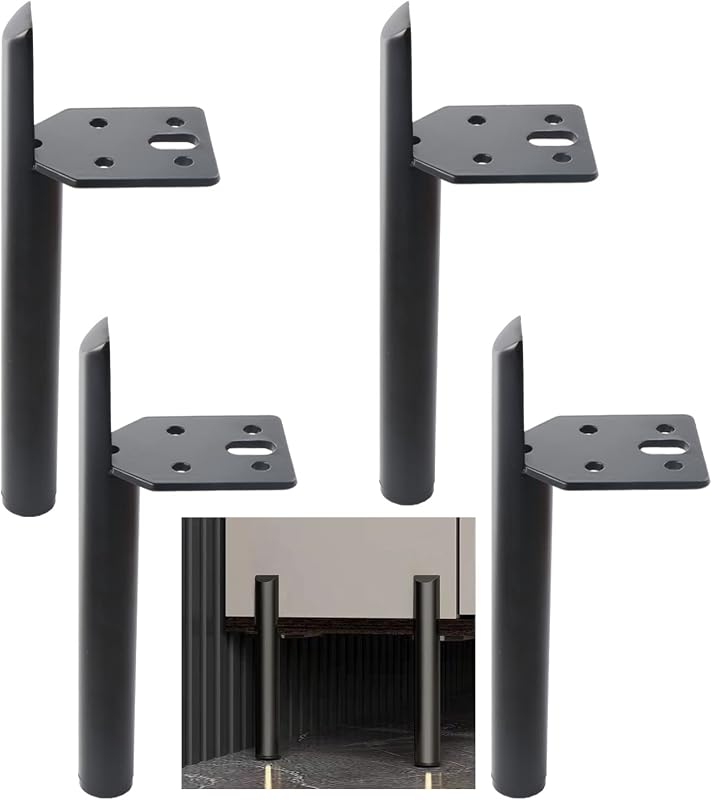Patas mueble 12" set 4 negro acero sólido 1200lb