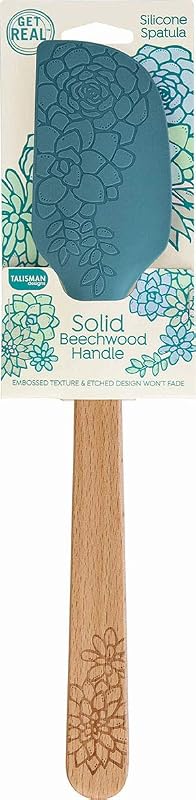 Espátula silicona mango madera haya grabado diseño suculento