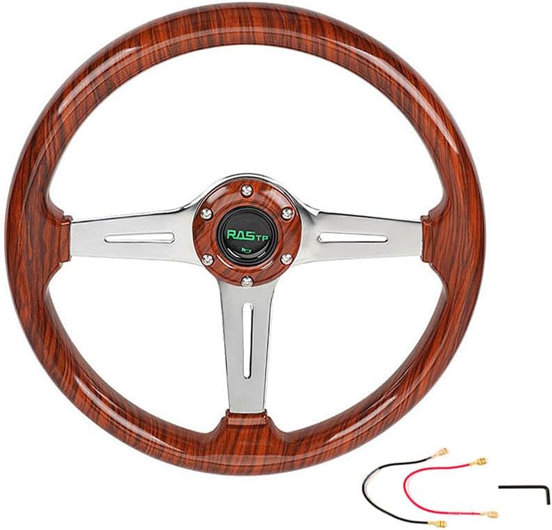 Volante universal 350mm madera ranurado carrito golf