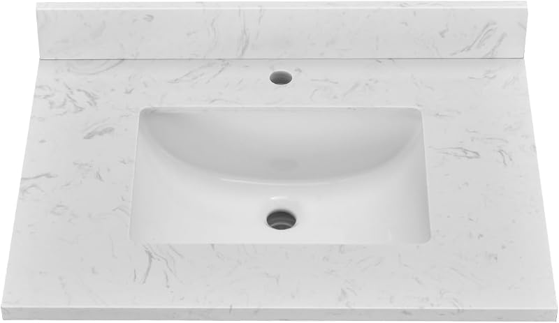 Encimera tocador 30x22pulg piedra artificial blanca