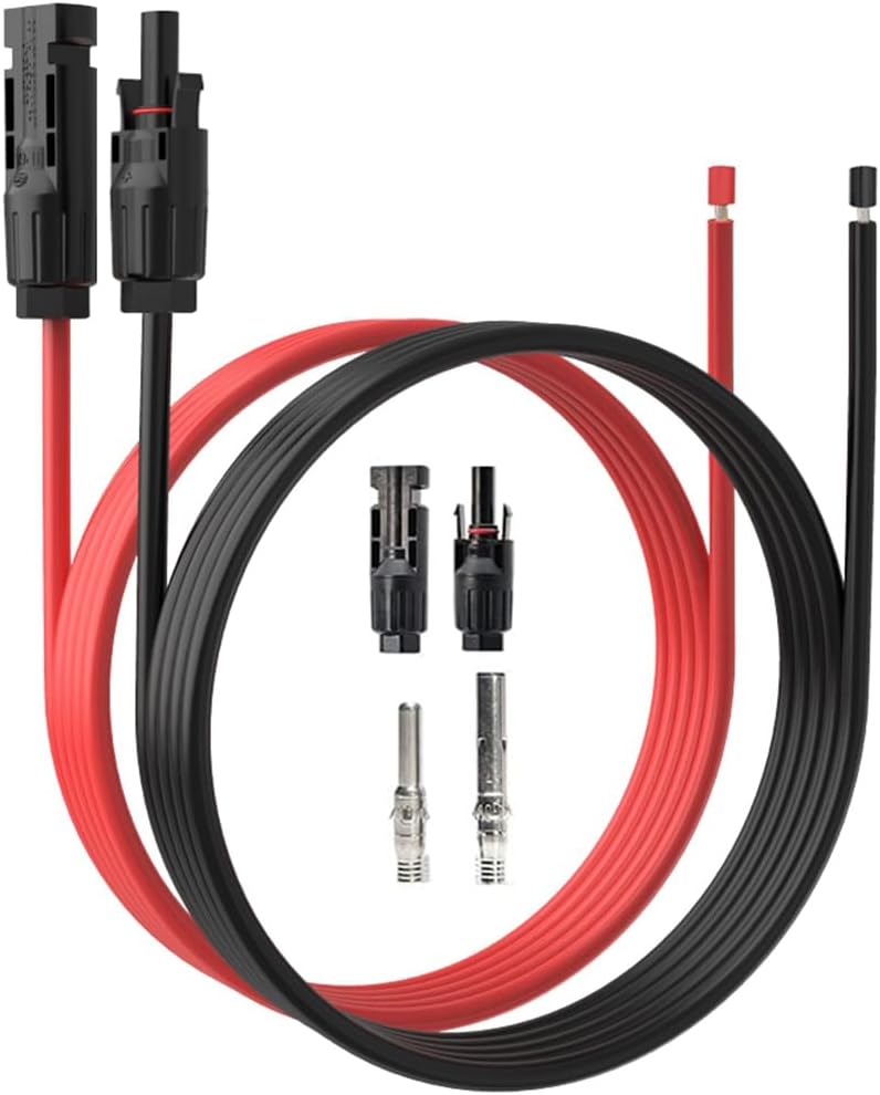 Cable extensión solar 12 AWG 3 pies negro rojo con conectores