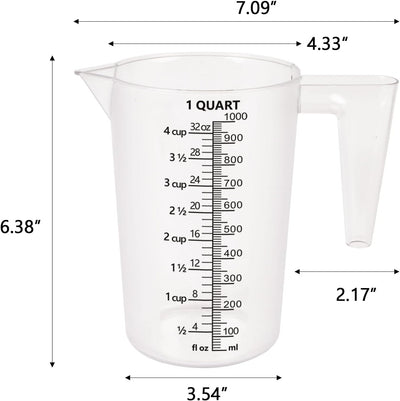 Jarra medidora plástico 32oz con 4 tazas para líquidos y aceite