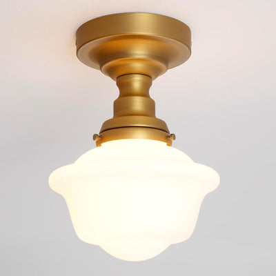 Lámpara techo moderna latón dorado cristal blanco E26