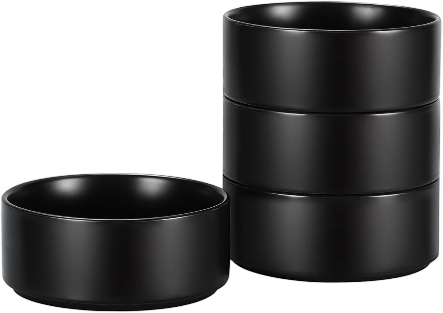 4 Pzas Cuencos Gres 6pulg para Cereales Sopa Negro