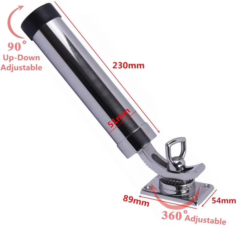 Soporte para cañas pesca acero inox ajustable 360 grados