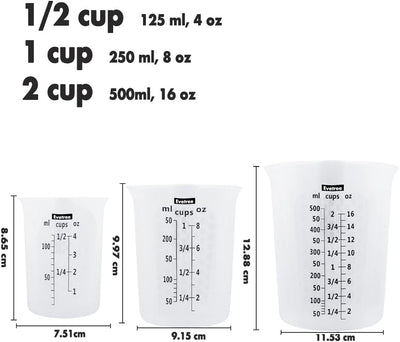 Taza medidora silicona flexible 1/2 1 y 2 tazas