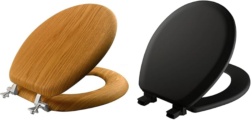 Asiento inodoro redondo bisagras cromadas chapa roble