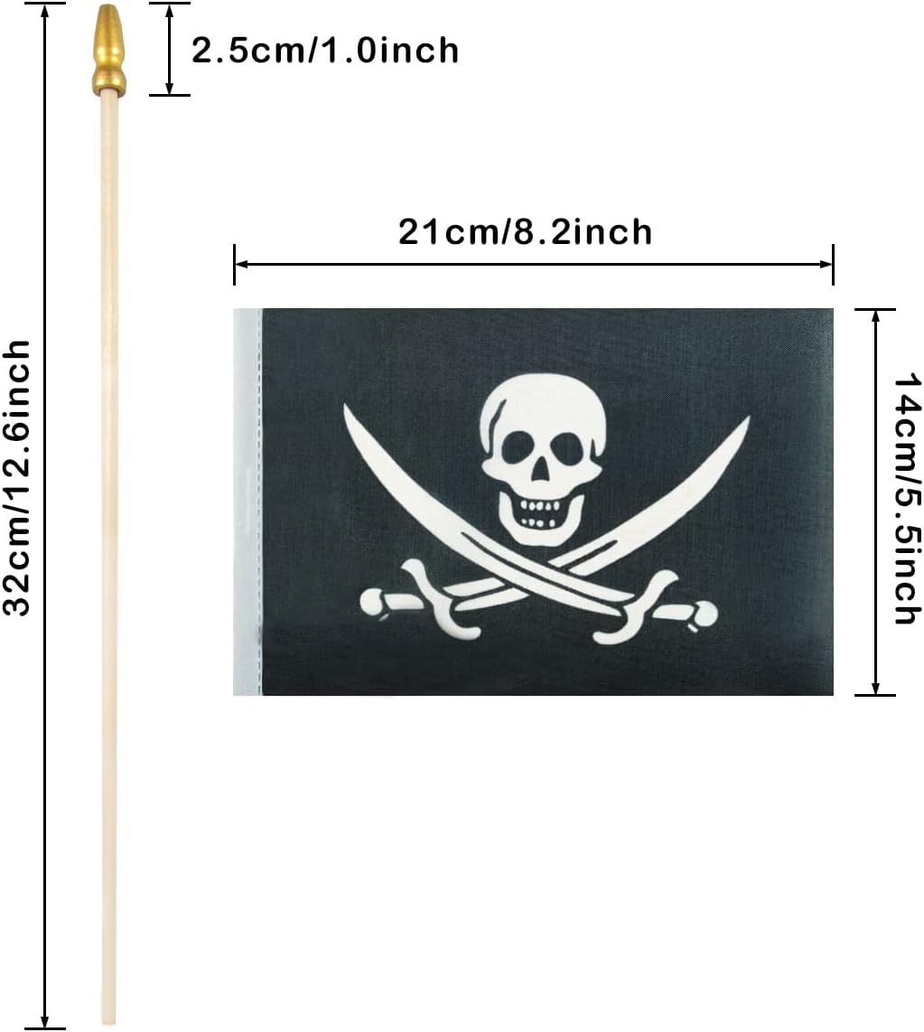 12 Banderas Jolly Roger de madera 5x8"