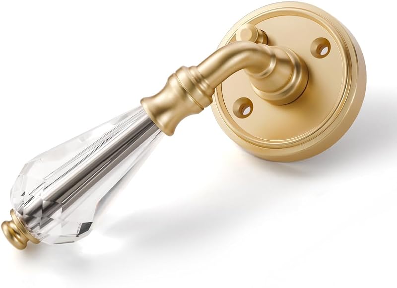 Manija puerta vidrio dorado latón satinado dormitorio