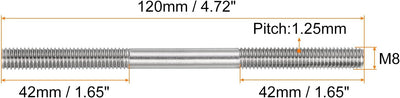 Tornillo acero inox M8x120mm doble extremo para casa