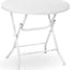 Mesa plegable redonda plástico patas acero color blanco