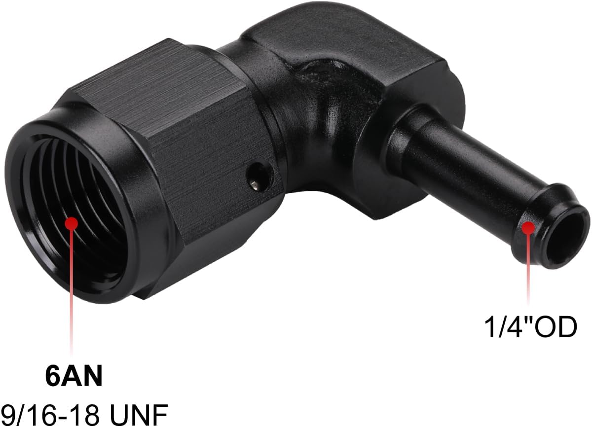 Adaptador manguera 1/4" giratorio aluminio negro
