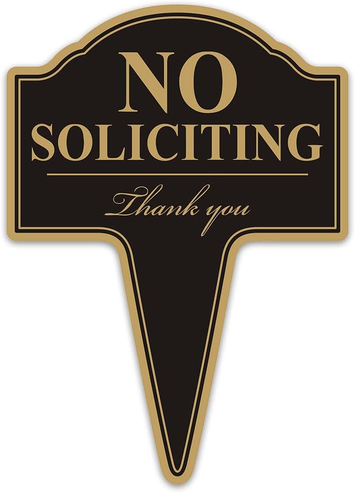 Letrero No Soliciting 10x14" aluminio inox estaca integrada