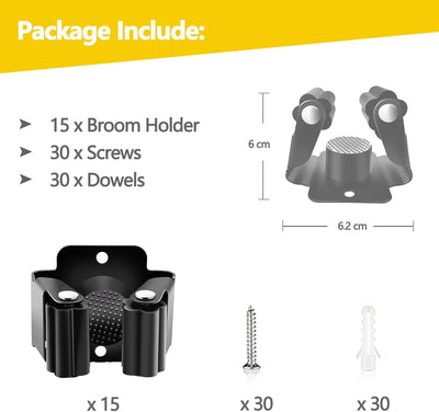 15 Soportes Pared Escoba y Trapeador Acero Inox