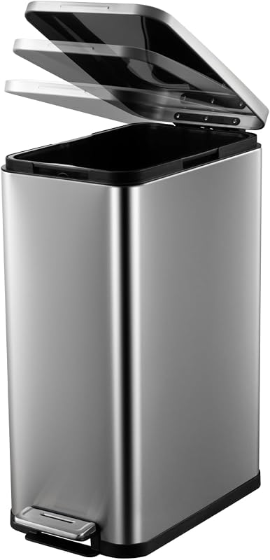 Basurero cocina 13gal acero inox tapa suave