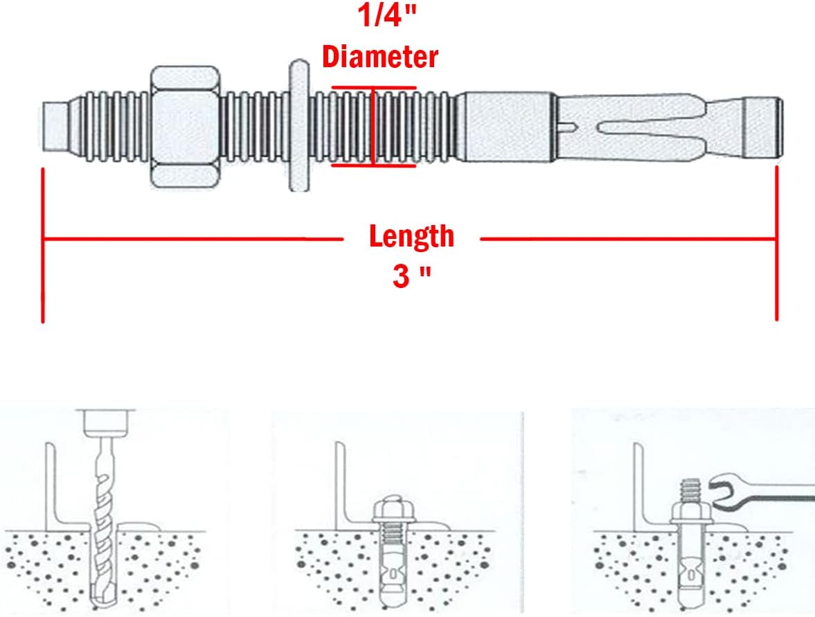 Anclaje concreto 1/4x3 acero inox 304 anticorrosión kit 10