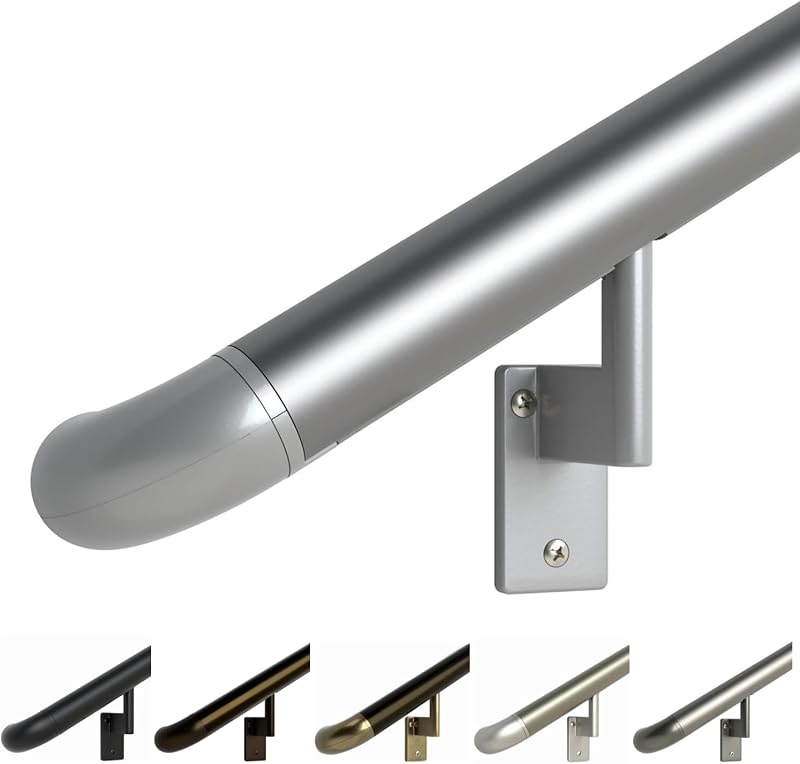 Kit pasamanos aluminio anodizado plateado 3ft con soportes