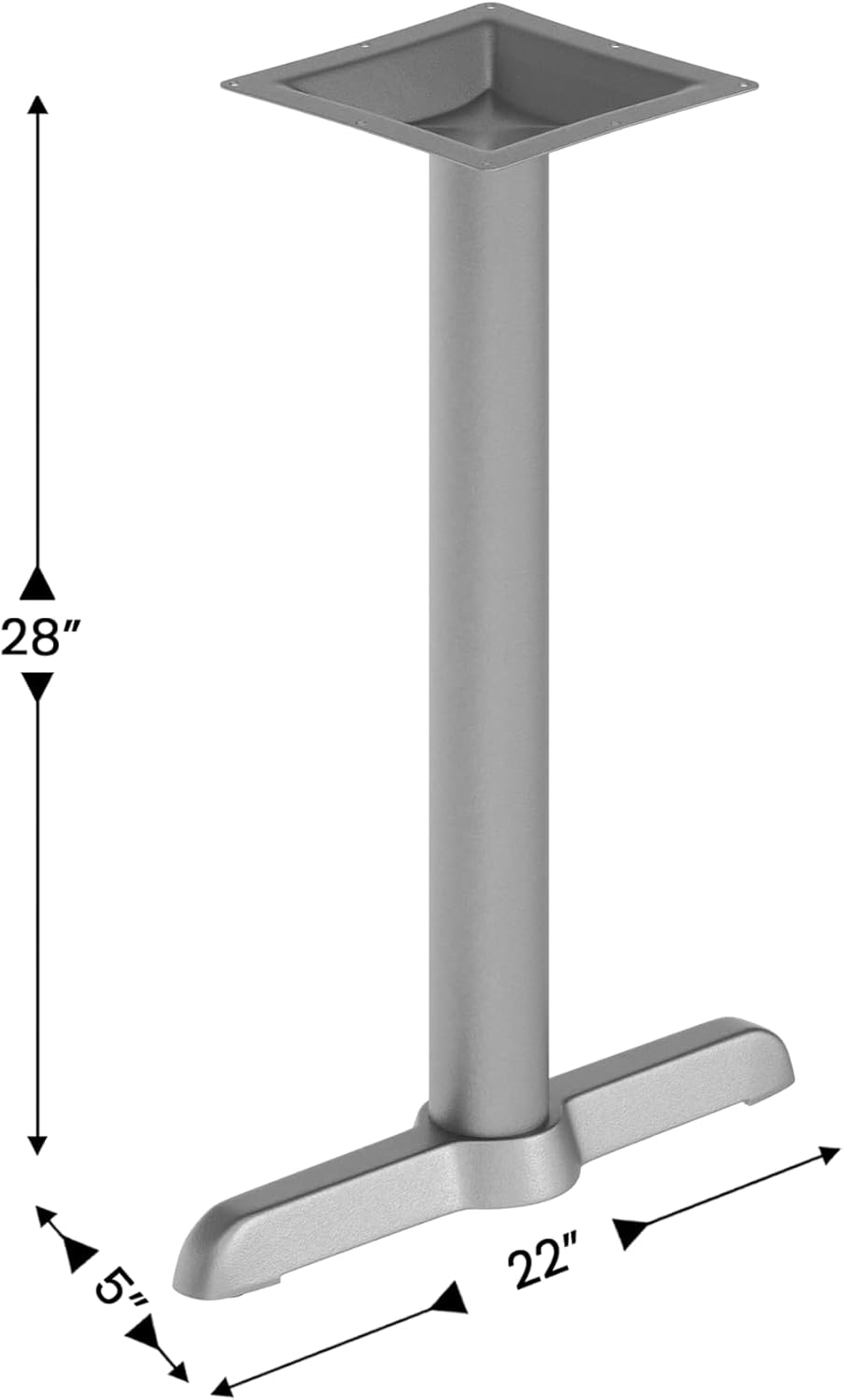 Mesa nte 5x22pulg base en T hierro fundido color plateado