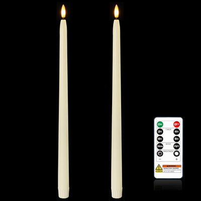 Velas cónicas LED 15pulg color marfil con temporizador remoto