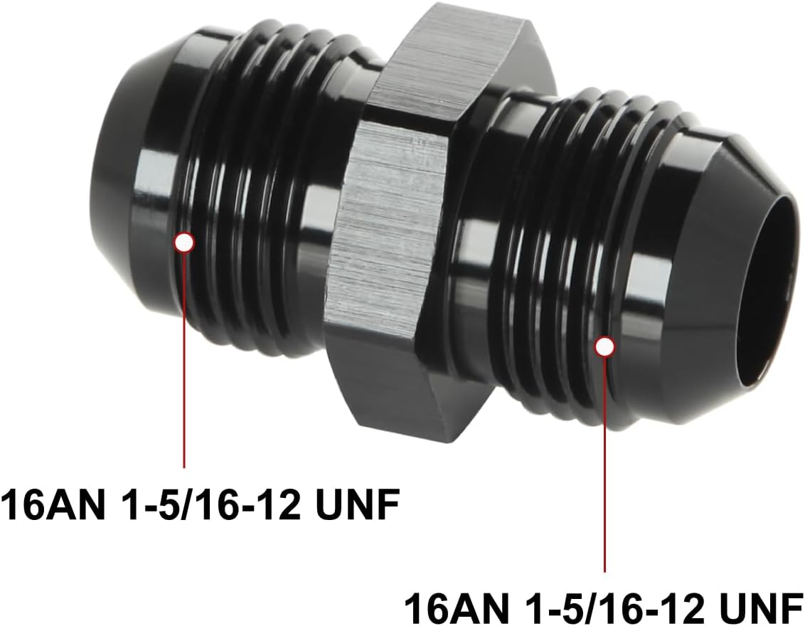 Acoplador 16AN aluminio negro conector combustible
