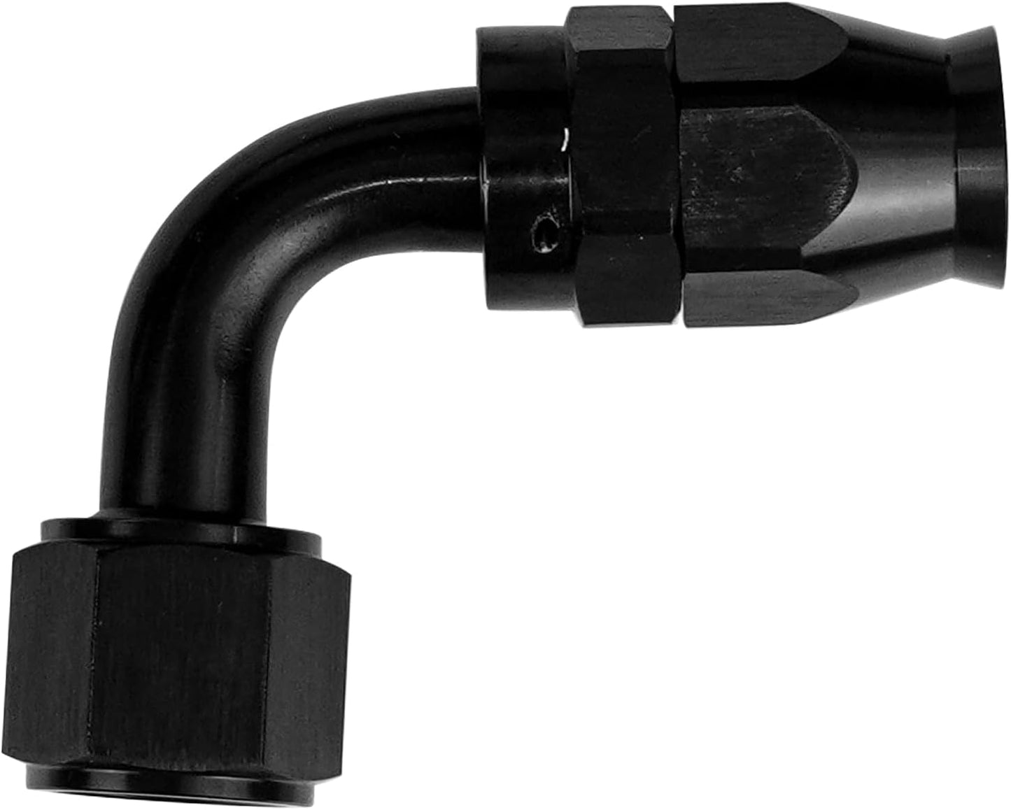 Adaptador manguera PTFE 10AN 90 grados anodizado negro