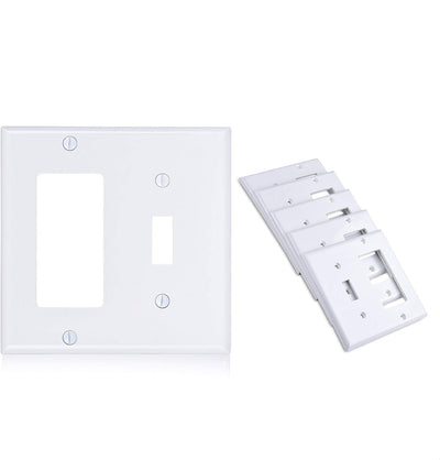5 Cubiertas Interruptor Pared Doble Banda Blanco