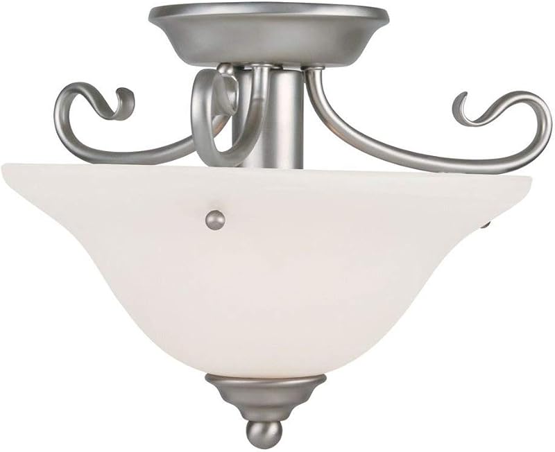 Luz semiempotrada níquel cepillado cristal alabastro blanco