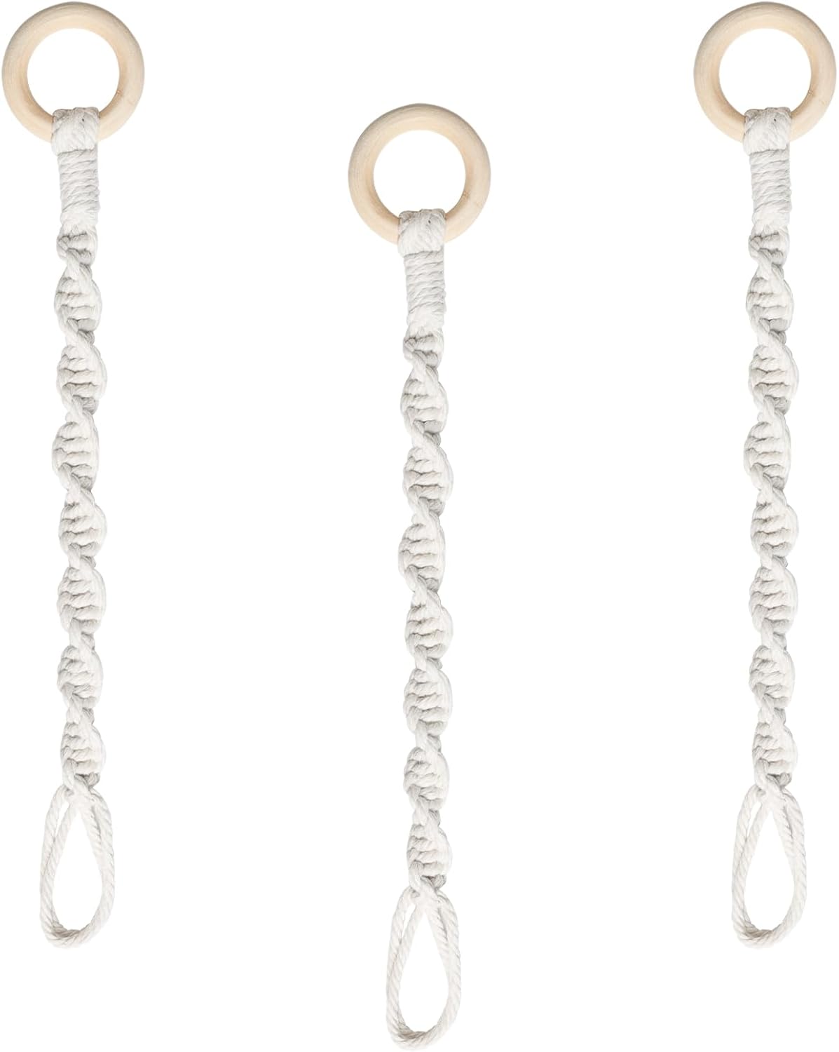 3 Unids Extensor Macramé para Plantas Colgantes con Anillo Madera