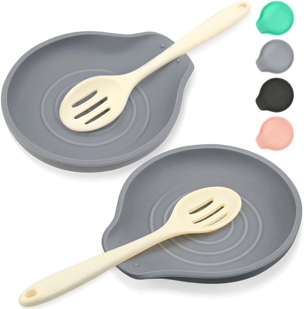 Reposa cucharas silicona gris encimera cocina 15.5cm set 2
