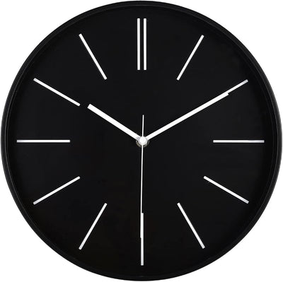 Reloj pared redondo 3D 12pulg negro cuarzo silencioso