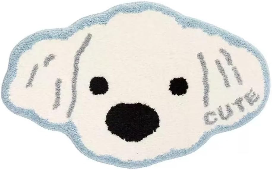 Alfombra baño Kawaii antiderrap para perro blanco