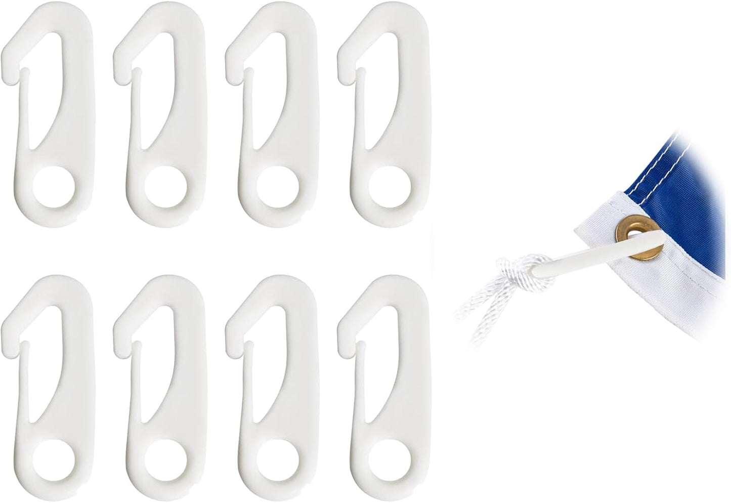 Ganchos nailon para asta bandera paquete 8
