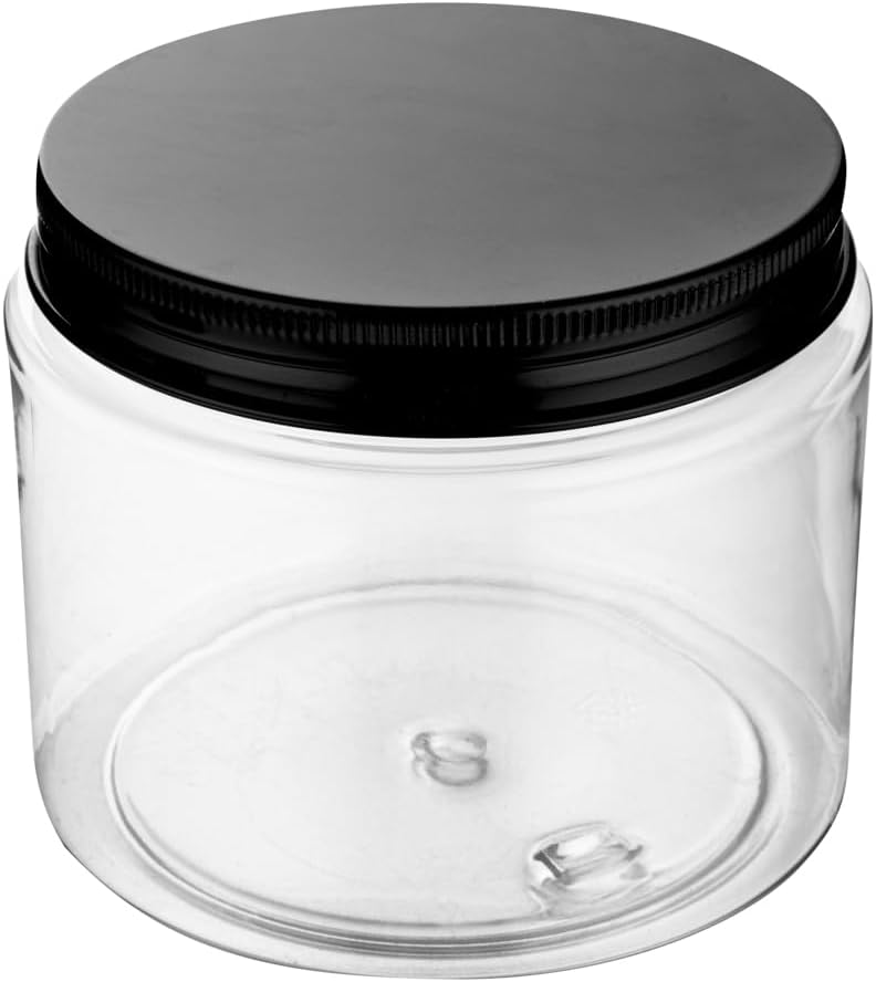 10 Tarros Plástico Transparente 16oz con Tapas Aluminio