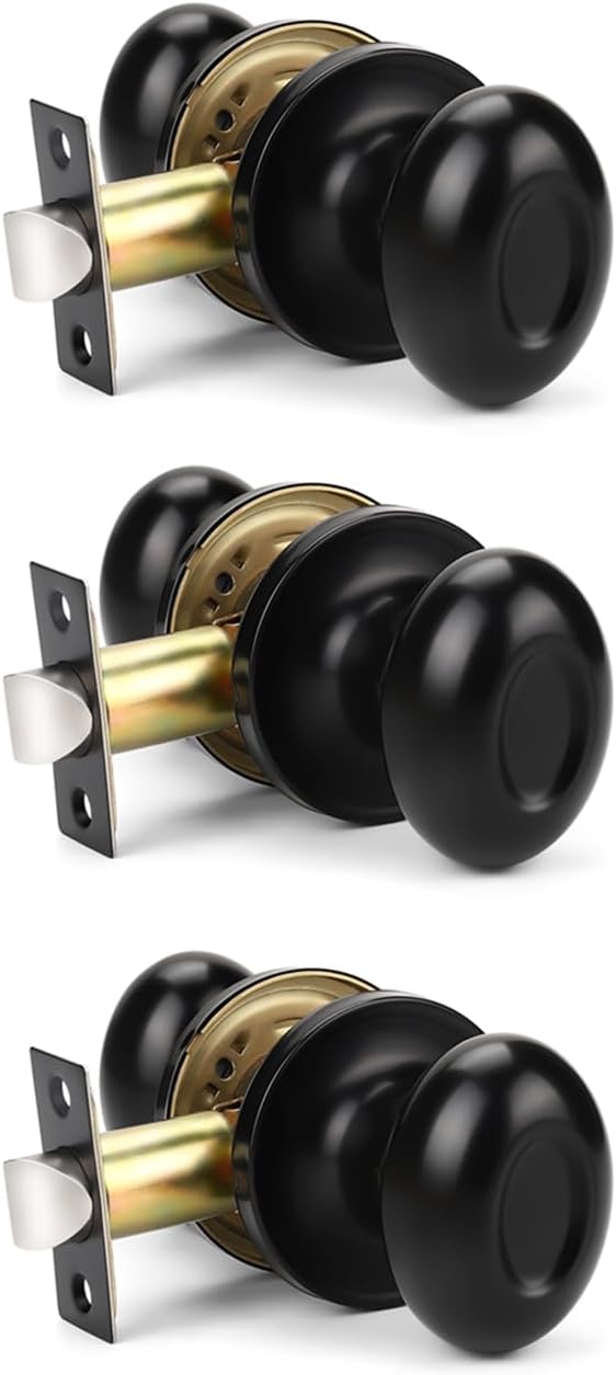 3 Pomas Puerta Negro Mate Estilo Ovalado Clásico