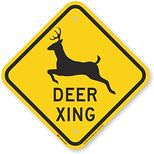 Cartel tránsito Deer Xing negro fondo amarillo 1