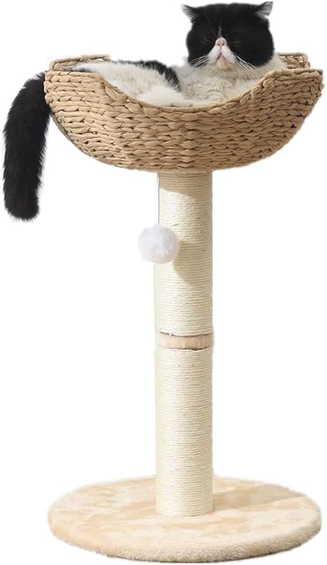 Torre gato con cesta mimbre 17.7 pulg percha ventana